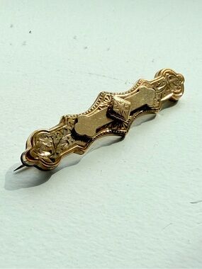 Antique Victorian Gold Filled Etched Bar Brooch Pin